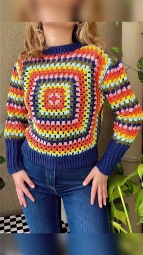 Beautiful crochet 🧶 multicoloured sweater designs ideas