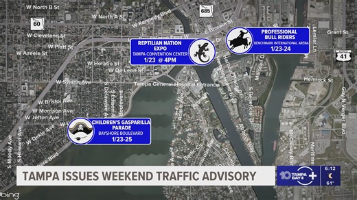 City of Tampa issues weekend traffic advisory for a busy weekend