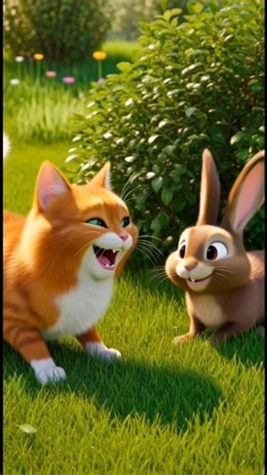cat 😺 and rabit funny 🤣 freinds