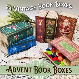 Vintage Advent Book Boxes, Printable, Countdown to Christmas, Cricut, Hand Cut, Old Book Printable, Book Boxes, Festive Candy Box, Gift Box - Etsy UK