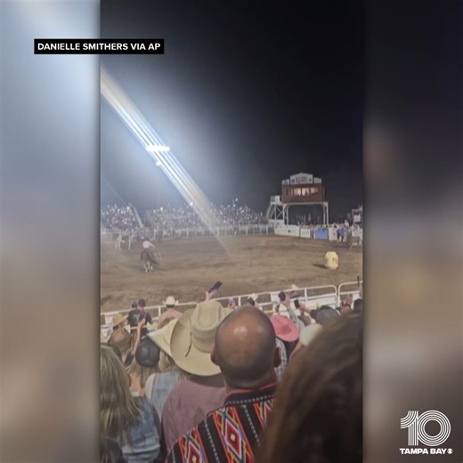HORRIFYNG MOMENTS 🐂 At least three people were hurt after a rodeo bull hopped a fence in Oregon, running through the concession area and into the parking lot. MORE: https://www.wtsp.com/article/news/nation-world/ap-us-rodeo-bull-escapes-1st-ld-writethru/283-ca1ad23b-a5a4-4388-9273-f27cf1dd03ea | 10 Tampa Bay
