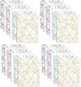 Folders with Pockets(24 Pack, 6 Colors), 2 Pocket Folders Fit A4 Size Paper, Paper File Folders for Office and Business,White Series