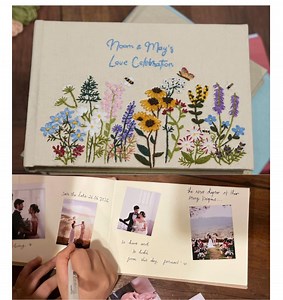 Custom Hand Embroidered Notebook, Photo Album, Wedding Guest Book, Baby Shower Notebook, Memory Book, Handmade Fabric Notebook - Etsy