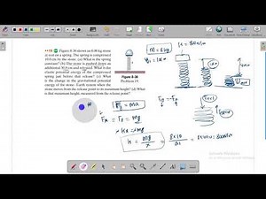 Figure 8-36 shows an 8.00 kg stone at rest on a spring. The spring is compressed 10.0 cm by the ston