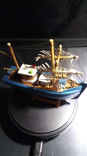 Wooden FISHING BOAT Trawler Model Ship 6" Long- Fully Assembled- Blue/white Hull - Etsy