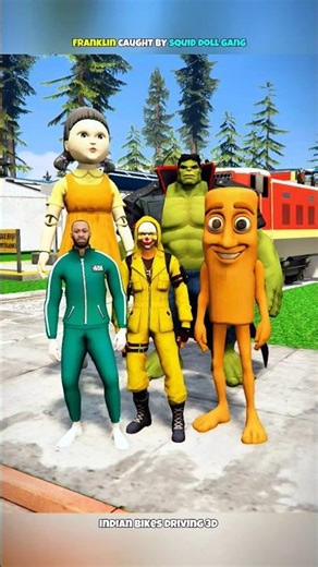 FRANKLIN CAUGHT BY SQUID DOLL GANG | INDIAN BIKES DRIVING 3D | #shorts #indianbikedriving3d