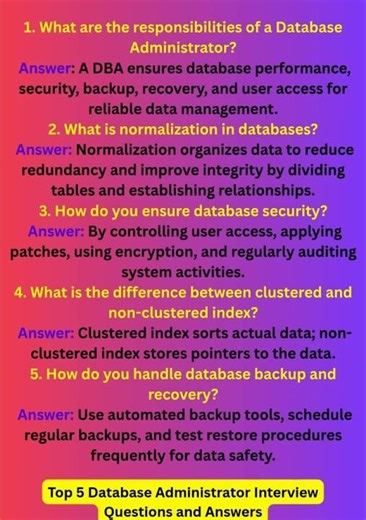 Top 5 Database Administrator Interview Questions and Answers