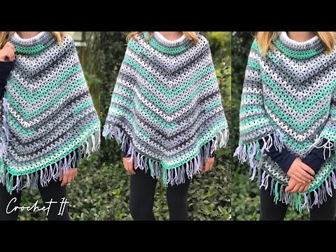 Crochet winter poncho | V stitch | Simple | Full tutorial