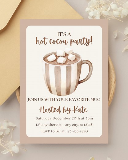 Hot Cocoa Party Invitation Template: Winter Girls Night Invite - Etsy