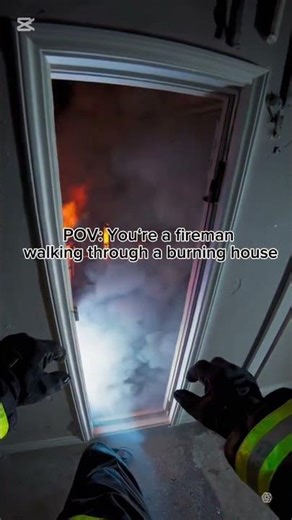 POV: You're a fireman walking through a burning house #emergencyrescue #firefighter #bodycam #fire