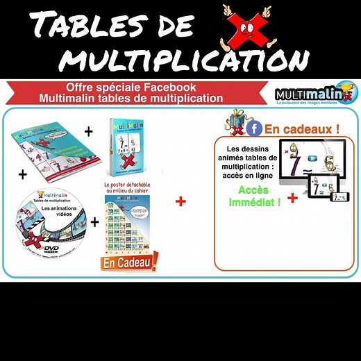 "Multimalin tables de Multiplication, on ne sait pas comment ça marche mais ça marche ! C'est Magique !" (Extrait de Télématin sur France 2) Profitez de l'offre spéciale "Facebook" : https://multimalin.com/fr/offre-facebook?svtaff=OJ89cRJciZYITBIZv4ok89iN3oZLZddB | Multimalin