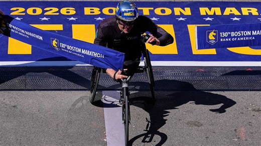 Switzerland's Marcel Hug wins 9th Boston Marathon in men's wheelchair division