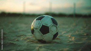 soccer ball in the sand, soccer ball in the beach