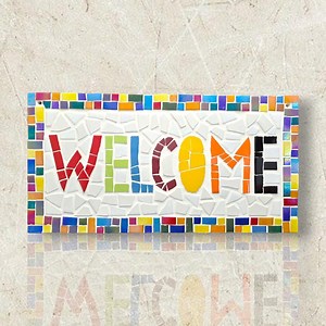 Handmade Mosaic "welcome" Sign, Colorful Front Door Decor - Etsy