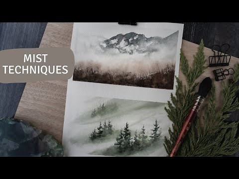 WATERCOLOR MIST IN TWO EASY STEPS FOR BEGINNERS/ BEGINNER WATERCOLOR LANDSCAPE AND TUTORIAL