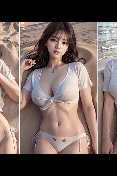 [AI LOOKBOOK]Bikini girl relaxing on the Beach / 해변에서 휴식 비키니 소녀 ai 룩북, ai그림 #aiart #lookbook #beauty