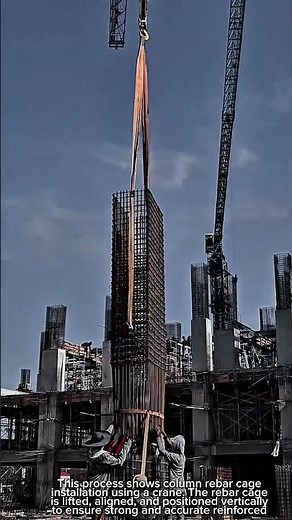 Column Rebar Installation Work Tool Using Crane Lifting #worktool