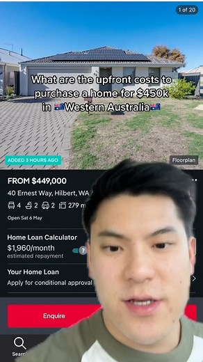 7K views · 283 reactions | What are the upfront costs to purchase a home for $450k in WA? Lets find out. Were using the First Home Guarantee Scheme that only requires a 5% deposit to get in. Link in my bio to be connected with a reliable mortgage broker to secure your spot today ‍‍ #firsthomebuyer #governmentscheme #savings #realestate | Wealth By Michael | Facebook