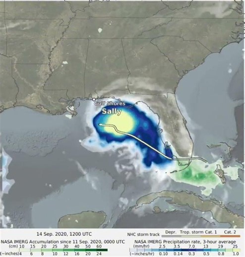 NASA Hurricane Sally Rainfall Animation 🌧️🌀 | IMERG Satellite Data
