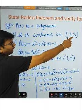 rolles theorem|verify rolles theorem|PROVE| DEFINITION|IMPORTANT QUESTION|btech m1 #rollestheorem