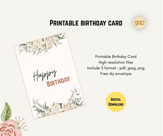 Birthday Card: Printable A4 (digital Download) - Etsy
