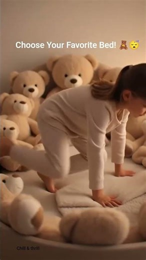 Girl Sleeps on a Teddy Bear Bed 🧸😴 Cute & Cozy