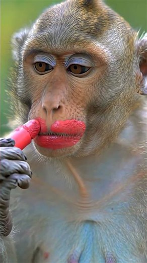 monkey use a lipstick 💄 #shortsfeed #shortsviral #ytshorts #tiktok #youtubeshorts