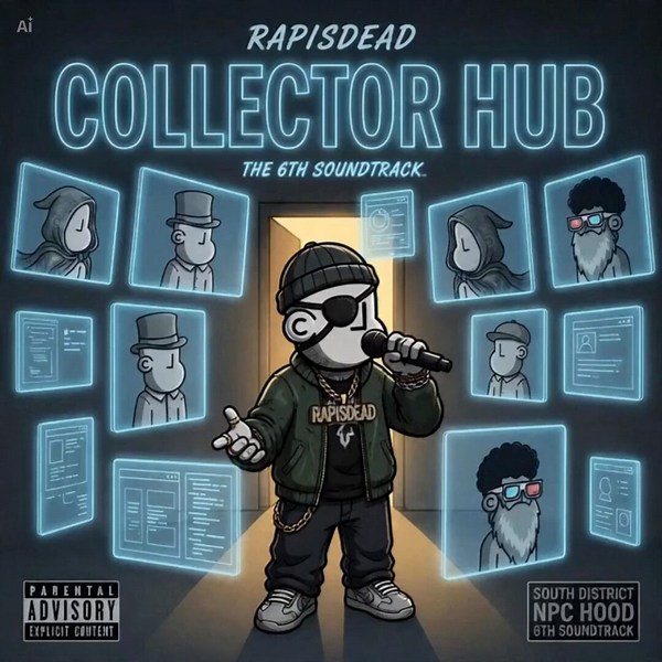 Yoooooo my g's @npconchain !🎤 COLLECTOR HUB 🎤My 6th soundtrack is officially LIVE.🏚️ South District made me.🏛️ Collector Hub welcomed me.RT and drop your npcs if you're vibin in the hub 🔽RAPISDEAD b*tches 🟩BLAST THE VOLUME UP 🔊🔥