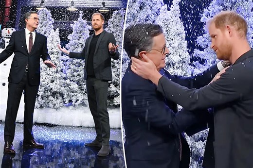 Prince Harry nearly kisses Stephen Colbert in hysterical ‘Late Show’ skit