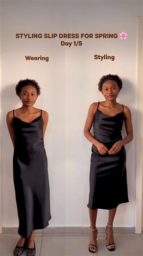 How to style a slip/silk dress for spring 🌸 - Day 1 of 5 #outfitstyling #slipdress #fashionidea