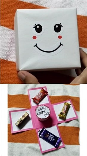 Diy making Paper Birthday Gift Box 🎁🎂 #handmade #papercraft #birthdaygift #videos