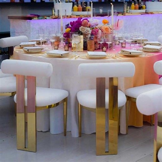 Luxury Event  Stainless Steel Wedding Chair Hotel Banquet Hall Gold Wedding Chair for Rental