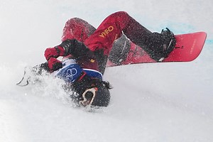 Chinese snowboarder Liu Jiayu taken off on stretcher after scary fall at Olympics