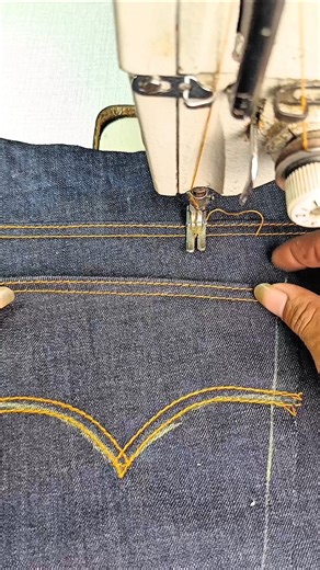 How to sew a pocket on jeans #sewing