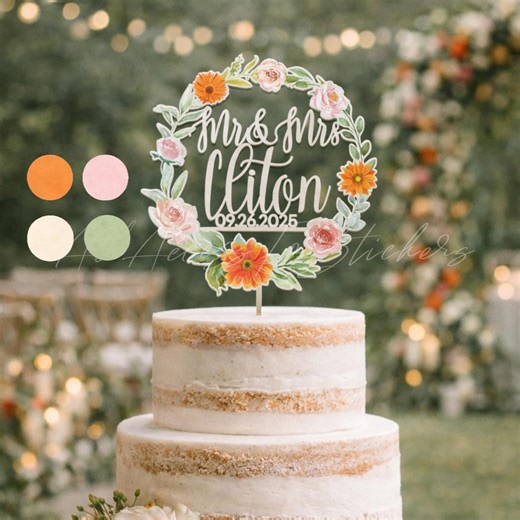 Bright Colors Wedding Cake Topper, Colorful Wedding Decor, Engagement Cake Ornament, Birthday Gift - Etsy