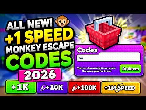 All *New* +1 Speed Monkey Escape Codes (2026) | Roblox
