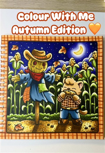 Colour this cute corn maze autumn scene with me🌽🧡 I’m in the process of putting together my new spooky colouring series but wanted to do an autumn page in the meantime! This page is one of the cutest from this book and I love how it turned out 🌙✨ Book: Cozy Country by Jade Summer #jadesummer #colorwithme #ohuhu #autumncoloring #cozycoloring