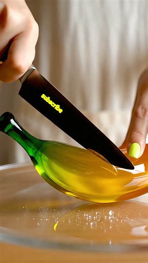 ✨ 🍑🍌Hyperrealistic Glass Plum & Glass Banana💎✨Crystal Cutting✨