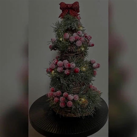 Christmas Tree With Frosted Berries & LED Lights - Holiday Decor for Mantel or Table Centerpiece - Etsy