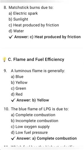Dav Class 8, Science , Chapter -7 Combustion MCQ #practice #exam