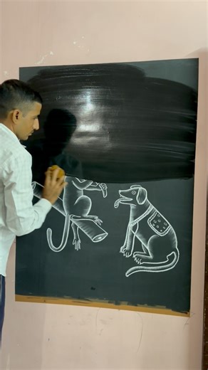 Black board art use chalk very easy ||😄👌|| #blackboardart #artistnareshkumar | Artist Naresh kumar