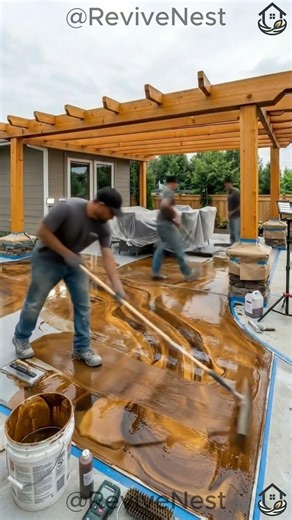 This Patio Gets a Wood-Grain Epoxy Floor That Looks Insane #epoxyflooring #diy #transformation