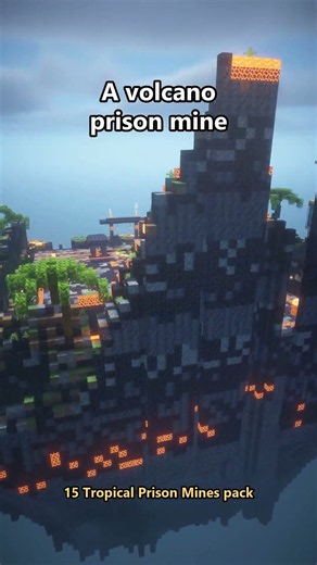 A volcano island prison mine in Minecraft #shorts