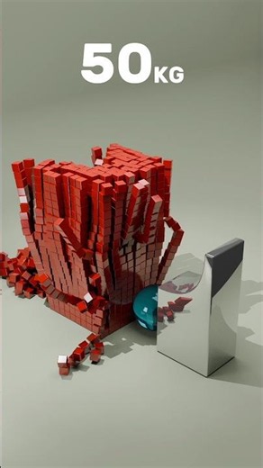 Glass ball hits red cubes (Animo 22✨) #satisfying #asmr #3danimation #3d