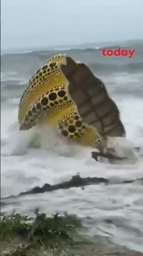 Yayoi Kusama's "Yellow Pumpkin" artwork swept out to sea