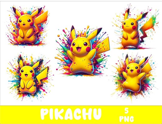 Pikachu 5 PNG Pikachu Splash and Watercolor Png Pikachu Transparent PNG File for Sublimation - Etsy