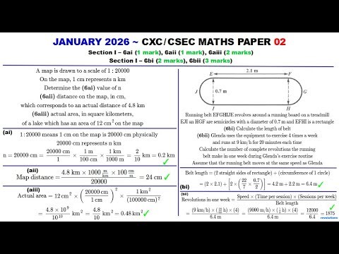 (JAN 2026) Map Scale / Obround Perimeter & Revs ~ Q6 ~ Paper2-CSEC-MATHS-698