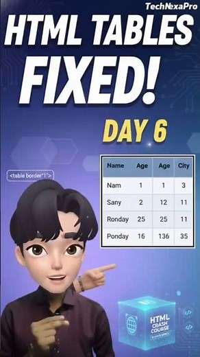 HTML Basics Tables | Day 6 HTML Series #technology #shorts #viral #trending #viral #youtube #explore