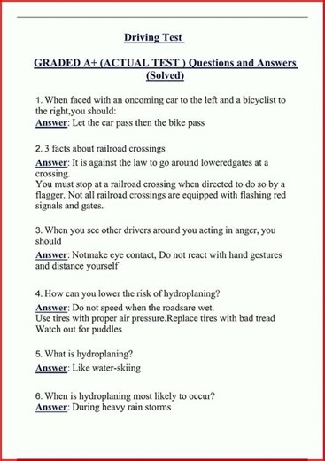 Driving Test Graded A Actual Test Questions And Answers Solv video