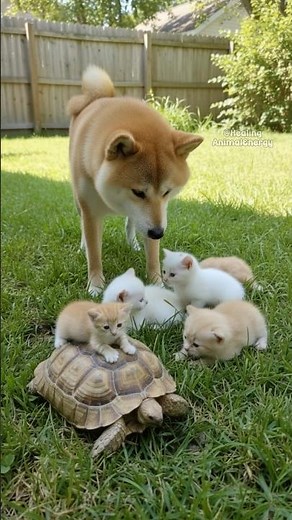 Kittens Meet a Gentle Tortoise and Start the Sweetest Friendship
